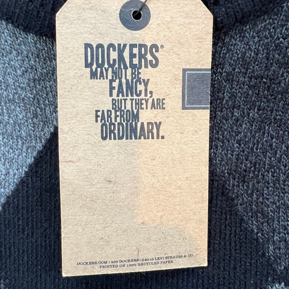 Dockers Sweater Mens Large Black Gray Argyle V-Neck Fine Gauge Soft NWT New - Picture 13 of 13